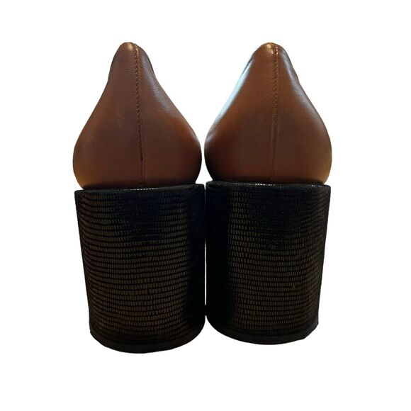 Dear Frances Chunky Loafer Heels 38 Tan Leather - Picture 3 of 6